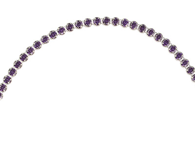 Pulsera De Tenis Morada Con Cierre De Bola Corrediza Hecha Con Plata De Ley Y Zirconita Cúbica 24cm - Imagen Estandar - 3