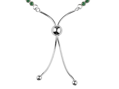Pulsera Tennis Con Circonitas Verdes, 24cm, Plata 925 - Imagen Estandar - 2