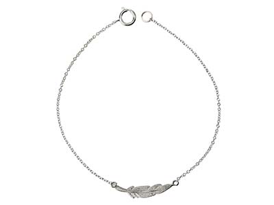 Pulsera Pluma, 18cm, Plata 925