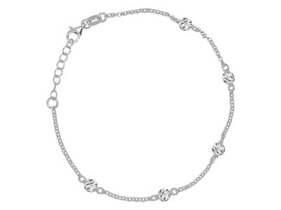 Pulsera Con Motivo De Satlite, 19,5cm, Plata 925