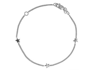 Pulsera Con Motivo De Estrella, 19cm, Plata 925