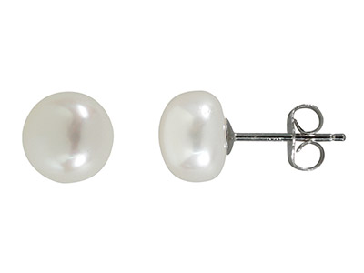 Pendientes De Perlas Cultivadas Blancas De 8-9 mm, Plata 925 - Imagen Estandar - 3