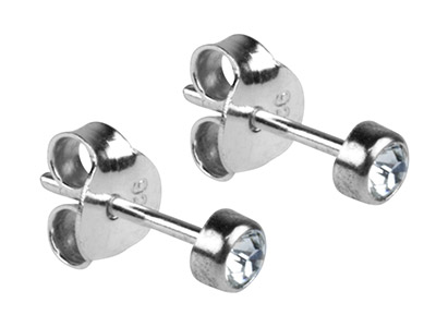 Pendientes Zirconia 3mm, Plata 925 - Imagen Estandar - 2