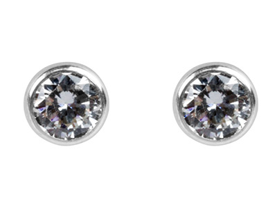 Pendientes Circonio 4mm, Plata 925