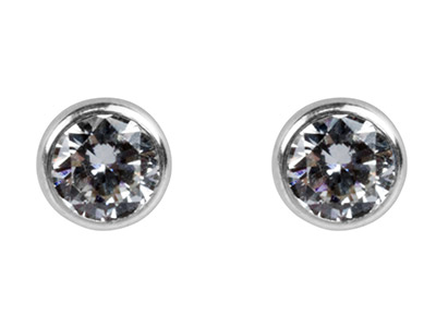 Pendientes Circonio 5mm, Plata 925 - Imagen Estandar - 1