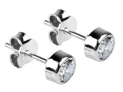 Pendientes Circonio 5mm, Plata 925 - Imagen Estandar - 2
