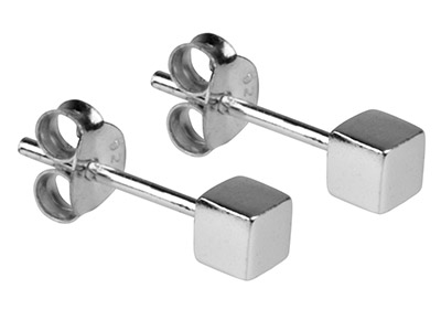 Pendientes Cubo 3,4 mm, Plata 925 - Imagen Estandar - 2