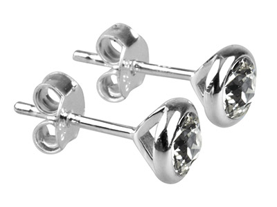Pendientes Con Piedra De Nacimientode Abril, Cristal Transparente, 4  Mm, Plata 925 - Imagen Estandar - 1