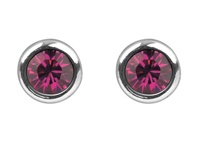 Pendientes Con Piedra Natal De Julio, Cristal Color Rubí, 4 mm, Plata 925 - Imagen Estandar - 2