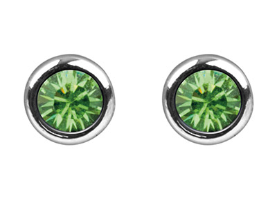 Pendientes Con Piedra Natal De Agosto, Cristal De Color Peridoto, 4 mm, Plata 925 - Imagen Estandar - 2