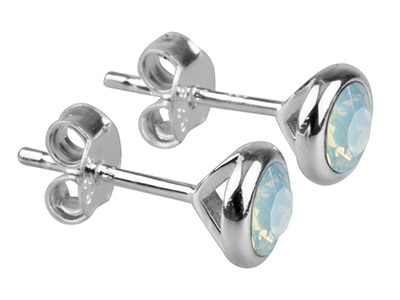 Pendientes Con Piedra De Nacimientode Octubre, Cristal De Color palo Blanco De 4mm, Plata 925