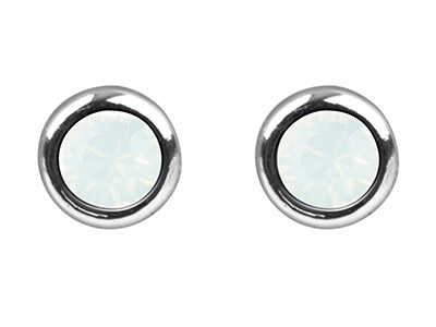 Pendientes Con Piedra De Nacimientode Octubre, Cristal De Color Ópalo Blanco De 4 mm, Plata 925 - Imagen Estandar - 2