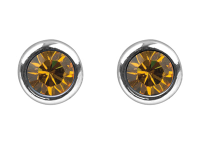 Pendientes Con Piedra De Nacimientode Noviembre, Cristal De Color Top Acio De 4 mm, Plata 925 - Imagen Estandar - 2