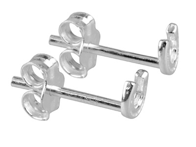 Pendientes Herradura 4mm, Plata 925 - Imagen Estandar - 2