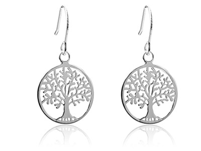 Pendientes Árbol De La Vida 15mm, Plata 925