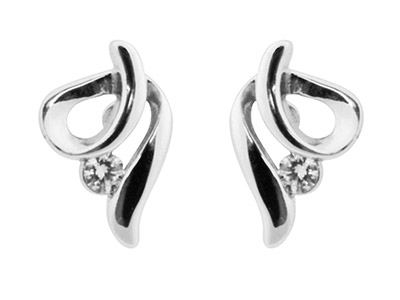 Pendientes Tourbillon De 10mm Con Circonio De 2mm, Plata 925