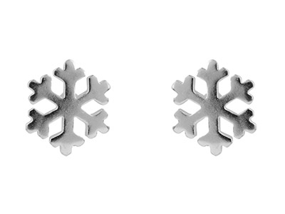 Pendientes De Corchete De Plata De Ley En Forma De Copo De Nieve