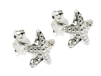 Pendientes De Estrella De Mar, Plata 925 - Imagen Estandar - 2