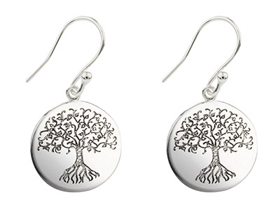 Pendientes De Árbol De La Vida De Doble Cara, Plata 925
