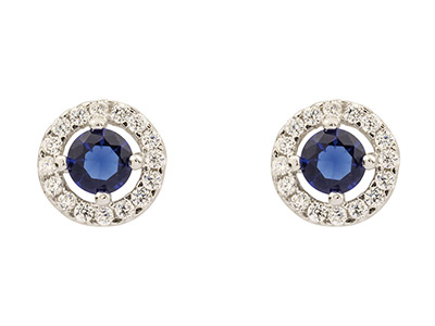 Pendientes Circonios Azules Y Transparentes, Plata 925