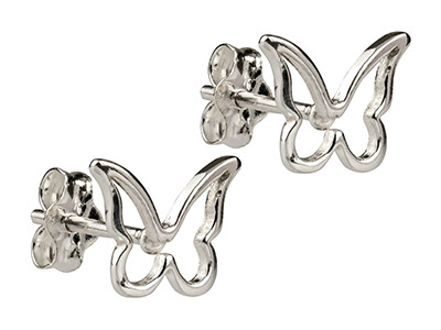 St Sil Butterfly Outline Stud E/rings - Imagen Estandar - 2