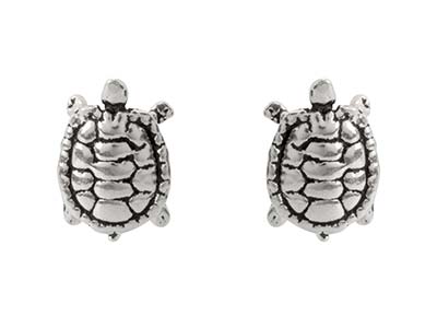 Pendientes De Corchete En Plata De Ley Con Diseño De Tortuga