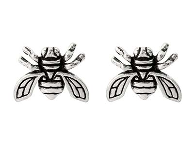 Pendientes De Corchete En Plata De Ley Con Diseño De Abeja - Imagen Estandar - 1