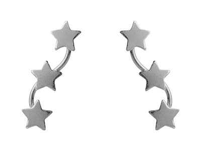 Aretes De Estrellas Sobre Alambre, Plata 925