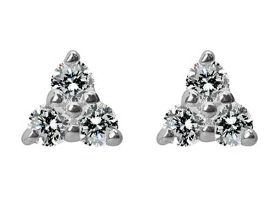 Pendientes De Triángulo Con Tres Circonitas, Plata 925