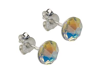 Pendientes De Cristal De 6 mm, Plata 925 - Imagen Estandar - 2