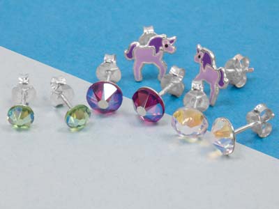Pendientes De Cristal De 6 mm, Plata 925 - Imagen Estandar - 4