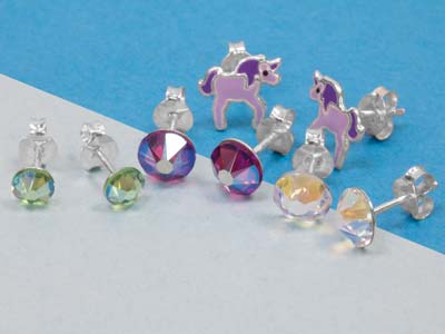 Pendientes Brillantes En Plata De Ley Con Cristal - Imagen Estandar - 4