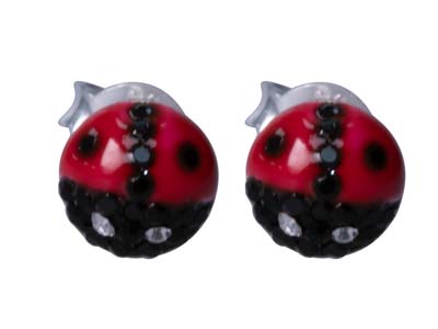 Pendientes Mariquita Lacada, Plata 925