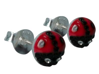 Pendientes Mariquita Lacada, Plata 925 - Imagen Estandar - 2