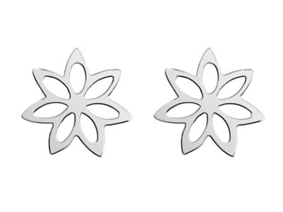 Pendientes De Corchete En Plata De Ley Con Diseño De Flor