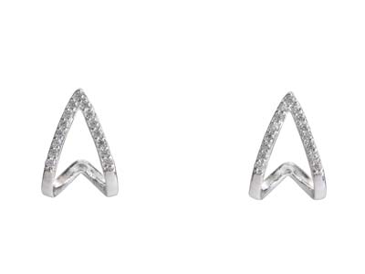 Pendientes Con Diseño Curvo Y Circonitas Cbicas, Plata 925