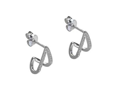 Pendientes Con Diseño Curvo Y Circonitas Cúbicas, Plata 925 - Imagen Estandar - 2