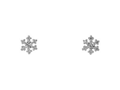 St Sil Snowflake With Cz Design Stud Erings