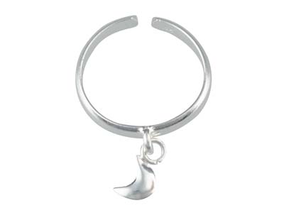 Anillo Para El Tamaño Del Pie, Dijecon Motivo De Luna, Plata 925