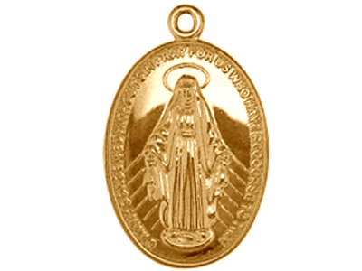 Colgante Df De Oro Amarillo De 9 Ct, Ks2029, 0,75 Mm, Medalla Milagrosa De Doble Cara, 100% Oro Reciclado - Imagen Estandar - 1