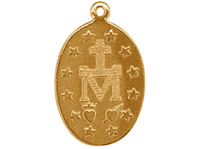 Colgante Df De Oro Amarillo De 9 Ct, Ks2029, 0,75 Mm, Medalla Milagrosa De Doble Cara, 100% Oro Reciclado - Imagen Estandar - 2