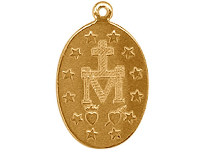 Colgante Df De Oro Amarillo De 9 Ct, Ks2029, 0,75 Mm, Medalla Milagrosa De Doble Cara, 100% Oro Reciclado - Imagen Estandar - 2