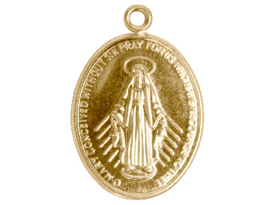Colgante Df De Oro Amarillo De 9 Ct, Ks2358, 0,80 Mm, Medalla Milagrosa De Doble Cara Perforada, 100% Oro Reciclado - Imagen Estandar - 1