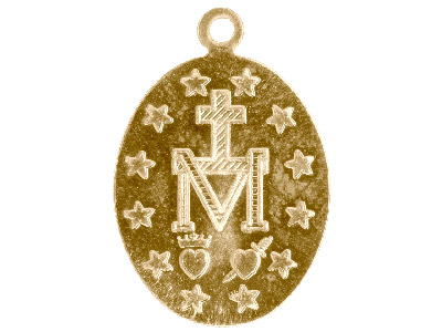 Colgante Df De Oro Amarillo De 9 Ct, Ks2358, 0,80 Mm, Medalla Milagrosa De Doble Cara Perforada, 100% Oro Reciclado - Imagen Estandar - 2