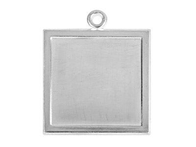 Colgante Cuadrado En Blanco Con Marco 1,5 X 14,5 mm, Plata Fina Recocida 100% Plata Reciclada - Imagen Estandar - 1