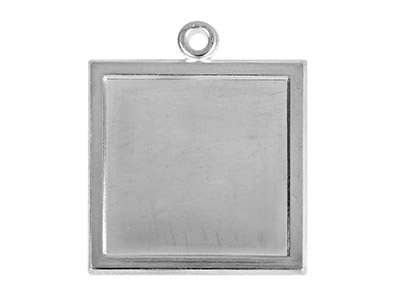 Colgante Cuadrado En Blanco De 19 mm, Enmarcado Con Cuadrado En Blanco, Plata Recocida 100% Plata Reciclada - Imagen Estandar - 1